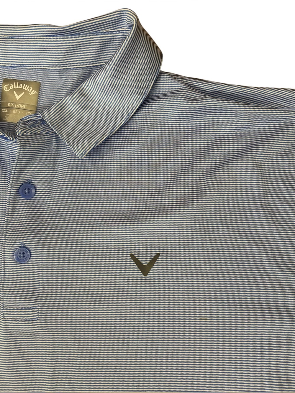 Callaway Men’s Opti-DriBlue Micro-Stripe Performance Golf Polo Shirt XXL